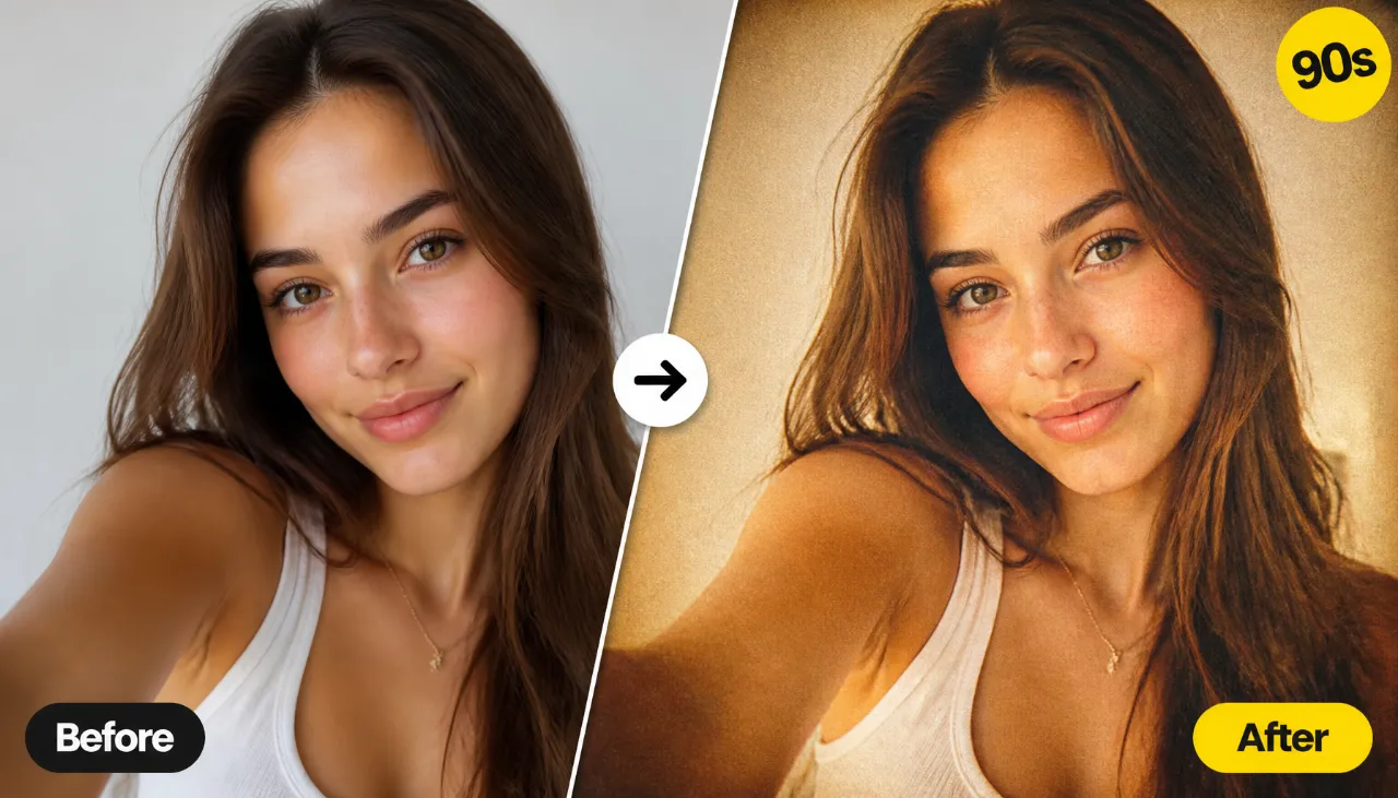 Hero 1 Before After Woman Selfie Into Warm 90s Film