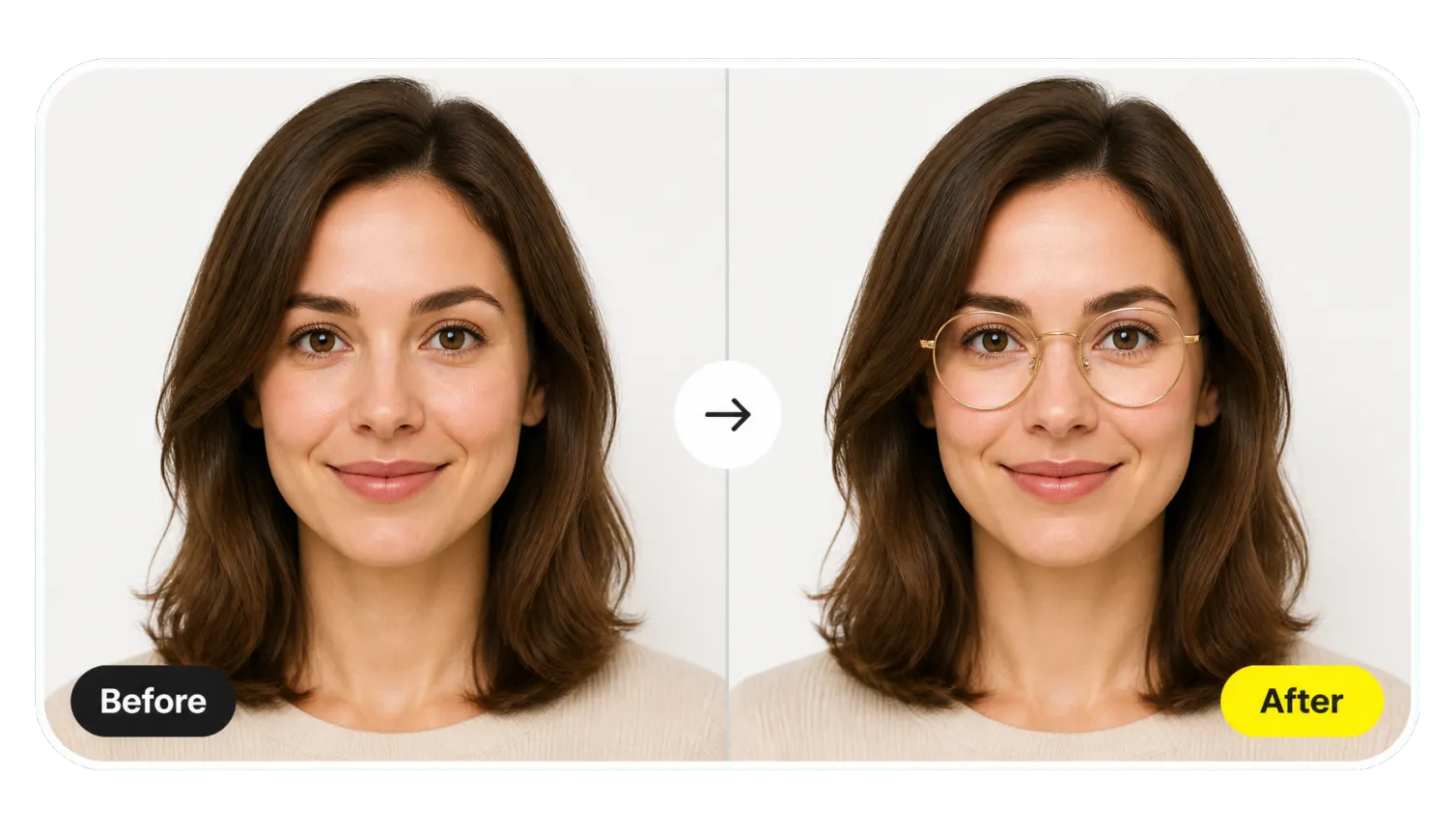 Hero 1 Before After Woman Round Gold Glasses
