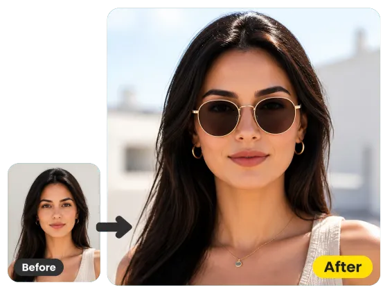 Usecase 2 Woman Before After Sunglasses Ootd
