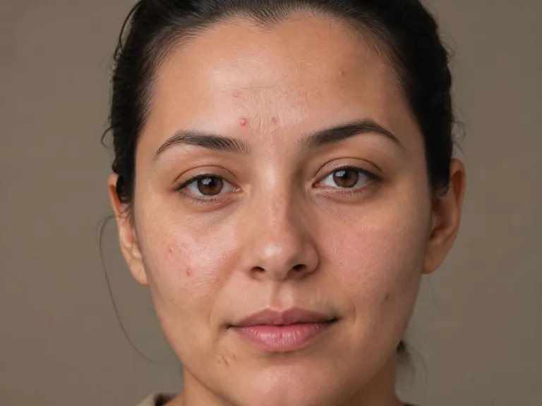 Before Ai Cleanup A Close Up Portrait Shows Scattered Pimples And Small Dark Spots Across The Cheeks And Forehead