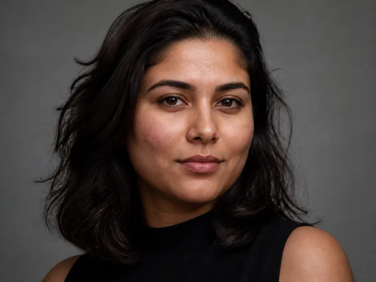 Before Natural Retouching The Face Has Visible Acne Marks And Uneven Tone Under Soft Studio Lighting