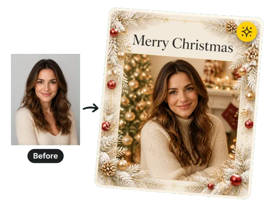 Usecase 1 Plain Photo Turned Into Merry Christmas Card