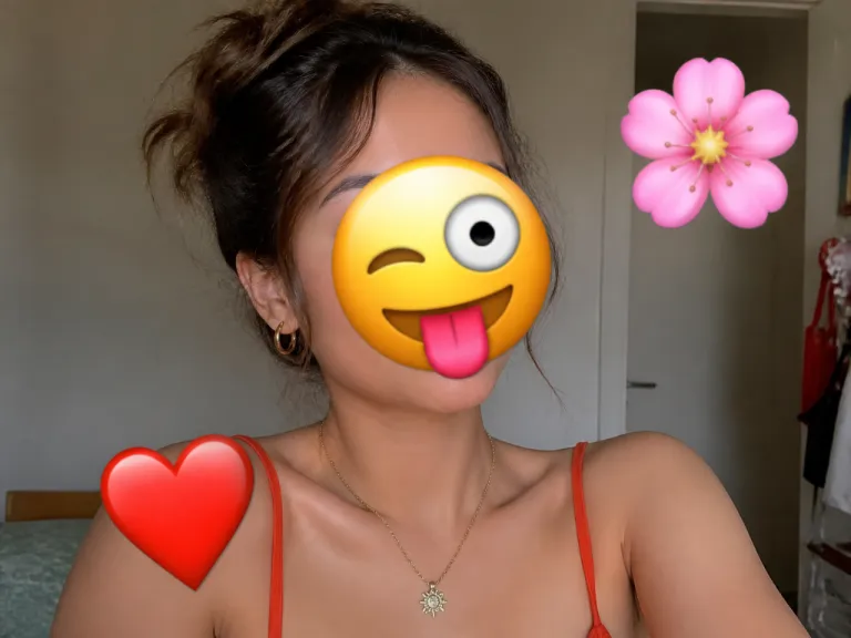 Before Final Cleanup A Portrait Photo With Large Emoji Stickers Covering The Face Shoulder And Background.