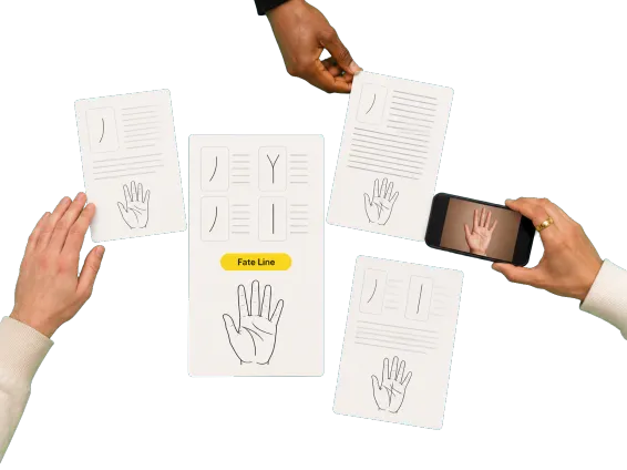 Usecase 2 Four Palm Reading Pages Passed Around A Table