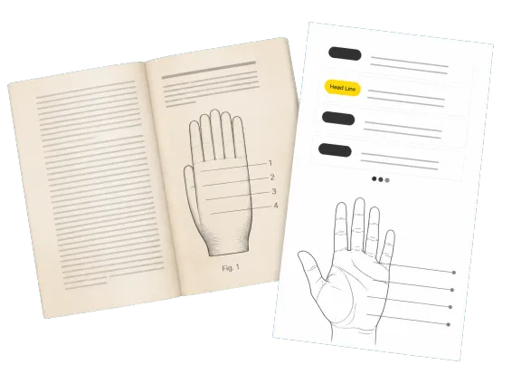 Usecase 4 Reading Page Beside A Generic Palmistry Textbook Diagram