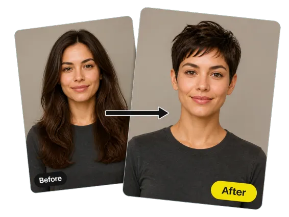 Usecase 1 Before After Woman Long Hair To Short Pixie
