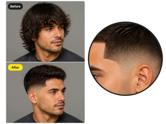 Usecase 2 Before After Man Shaggy Hair To Mid Fade