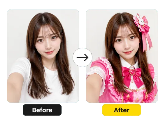 Usecase 1 Selfie Before After Ai Hoshino Idol Stage Outfit