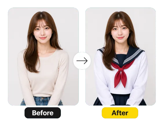 Usecase 2 Selfie Before After Ai Hoshino School Uniform