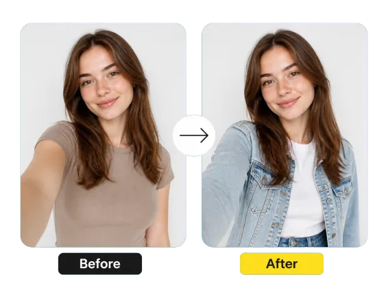 Usecase 3 Selfie Before After Ai Hoshino Casual Denim Outfit