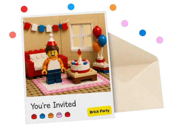Usecase 1 Lego Birthday Scene Printed On Party Invitation