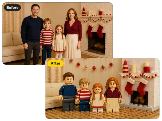 Usecase 2 Family Group Photo Rebuilt As Lego Minifigures