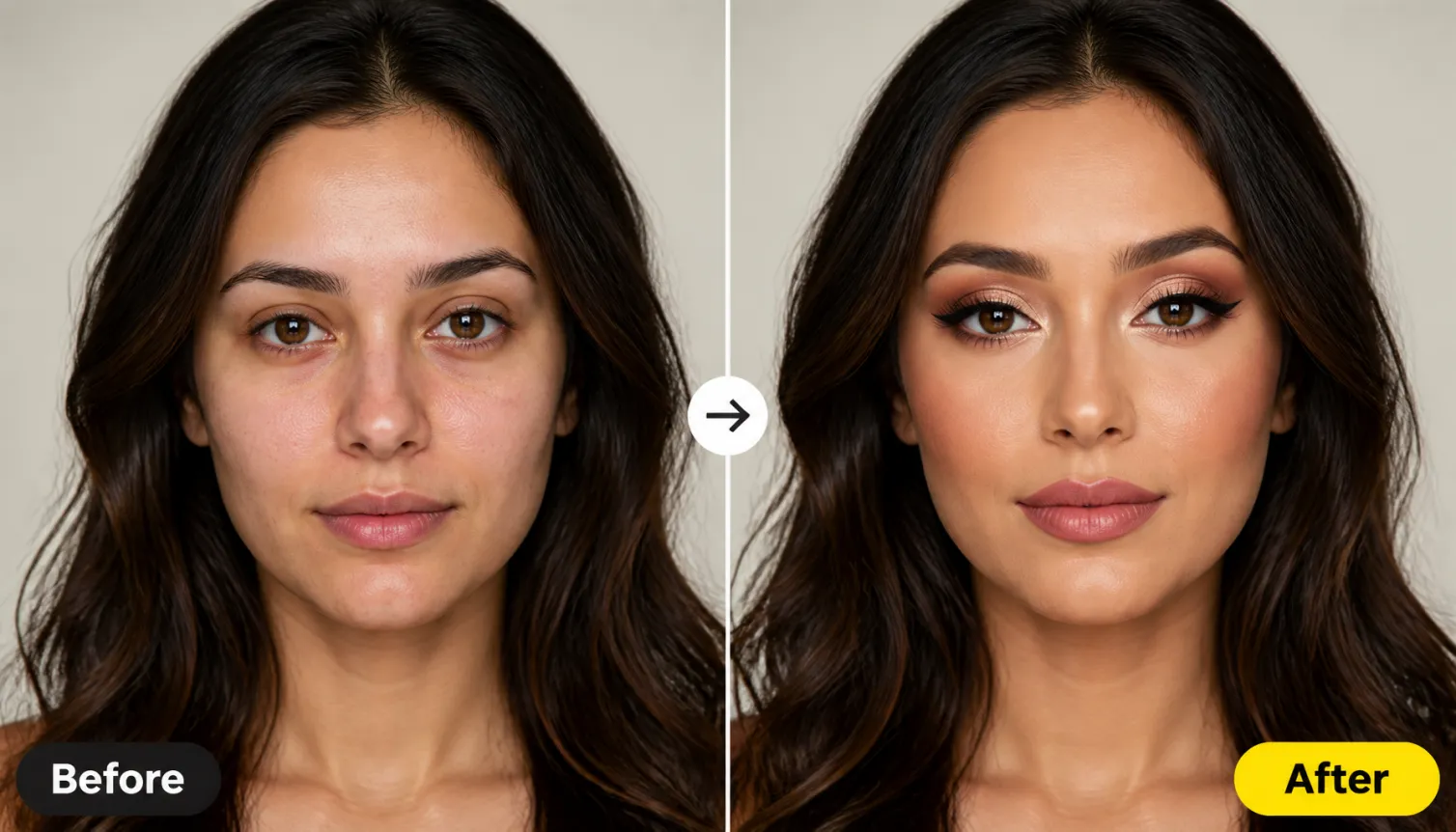 Hero 1 Before After Bare Face To Full Glam Makeup