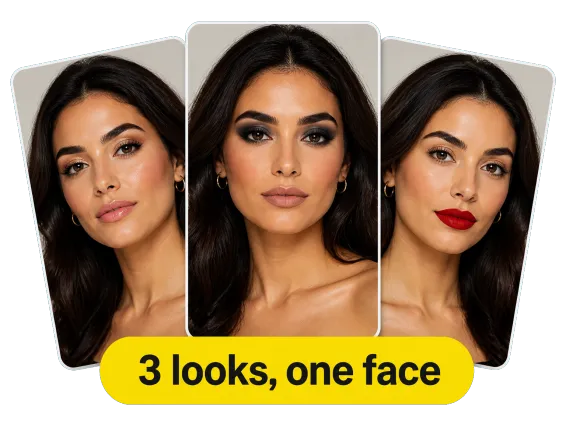 Usecase 2 Glam Three Looks Same Woman Fanned