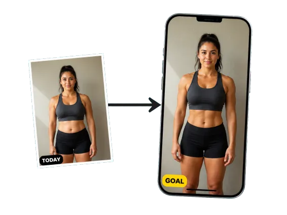 Usecase 1 Training Goal Preview On Phone Beside Progress Photo