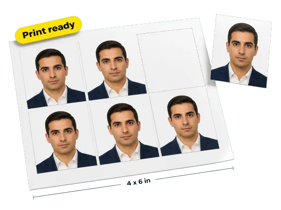 Usecase 1 Printed Sheet Of Six 2x2 Passport Photos