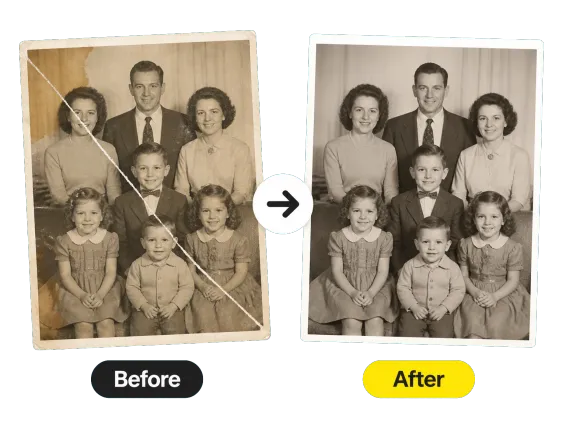 Usecase 1 Torn Old Family Photo Repaired Before After