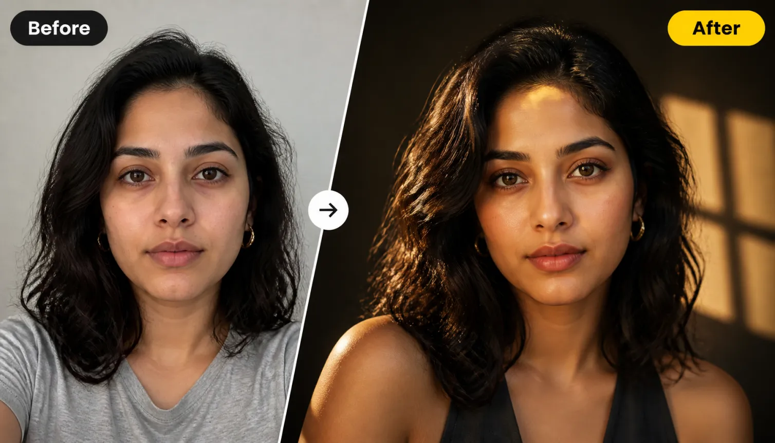 Hero Woman Selfie Before After Ai Portrait