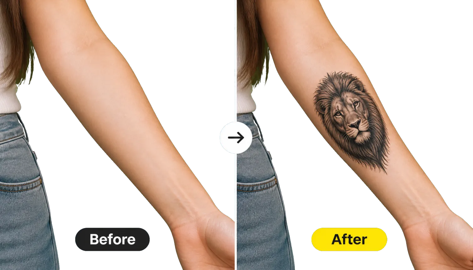 Hero Bare Forearm Before After Tattoo On Skin