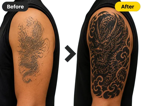 Usecase 5 Old Tattoo Cover Up Before After