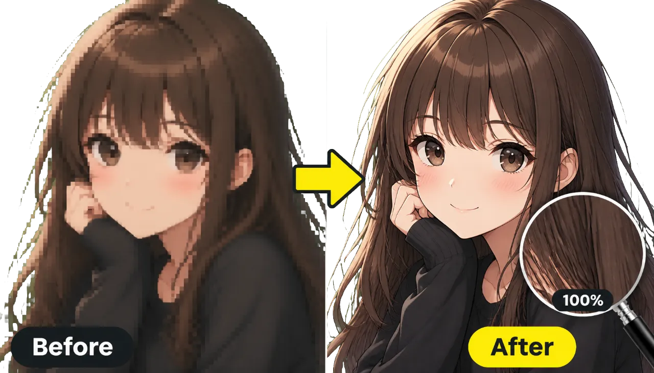 Hero Anime Portrait Before After Upscaled To 4k