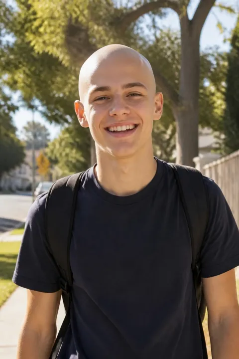 The Same Teen Smiling With A Shaved Head After Vorla S Ai Bald Filter