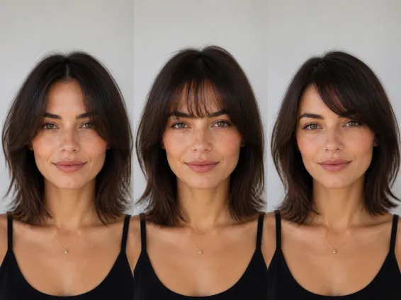 Three Prompt Controlled Bangs Variations On One Portrait