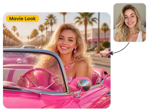Usecase 2 Woman In Pink Barbie Movie Convertible