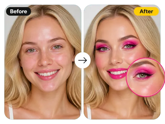 Usecase 3 Before After Pink Barbie Glam Makeup