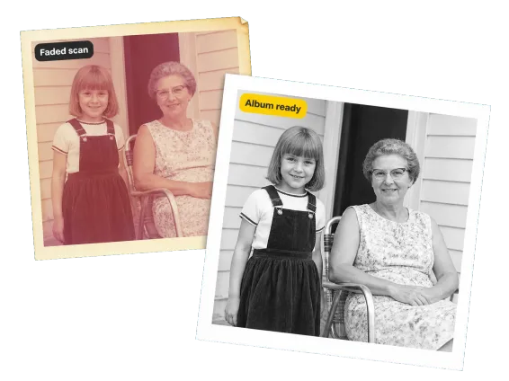 Usecase 3 Faded Family Snapshot Reprinted As Clean Black And White