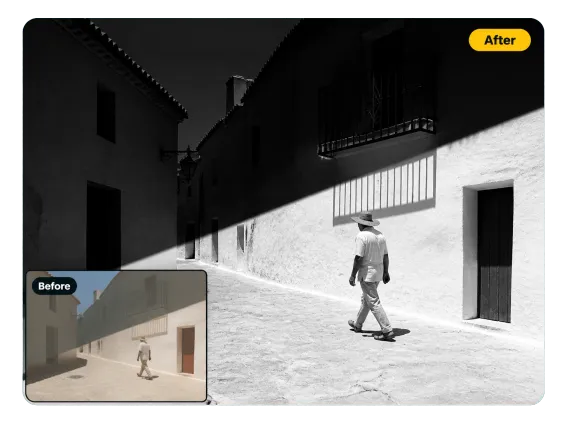 Usecase 4 Harsh Midday Street Shadows As Graphic Black And White Contrast