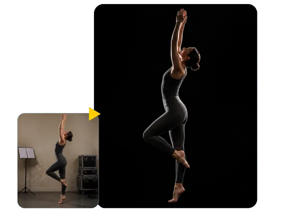 Usecase 2 Dancer Moved From Cluttered Rehearsal Room To Black Studio