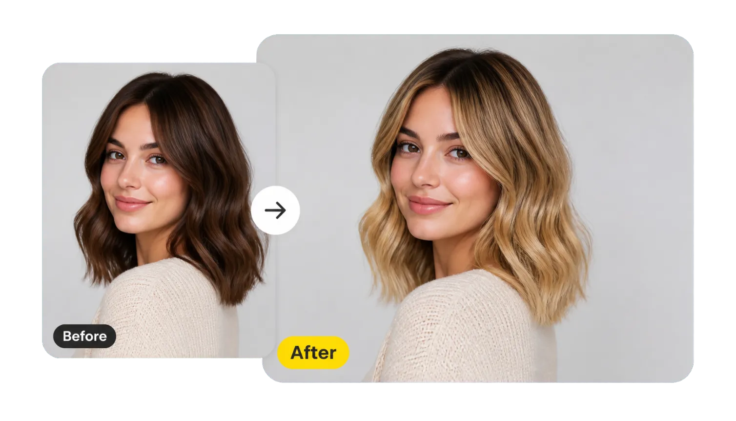 Hero 1 Before After Woman Dark Brown To Golden Blonde