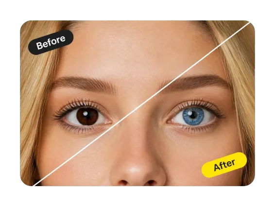 Usecase 2 Blonde Hair Blue Eyes Diagonal Before After