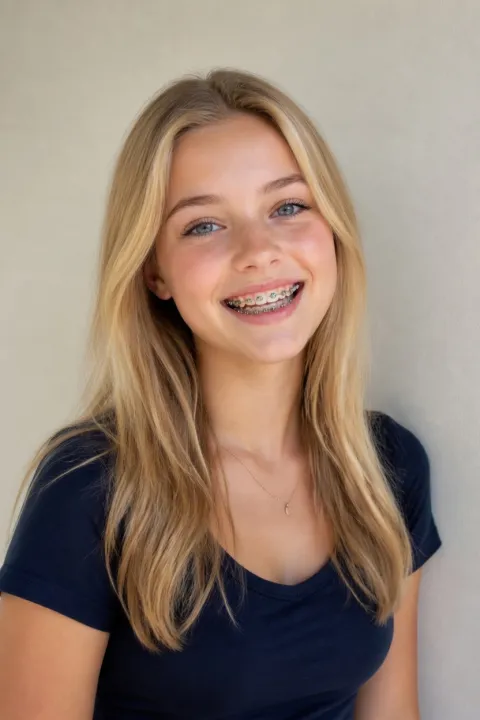 Teen Girl Trying On The Ai Braces Filter After
