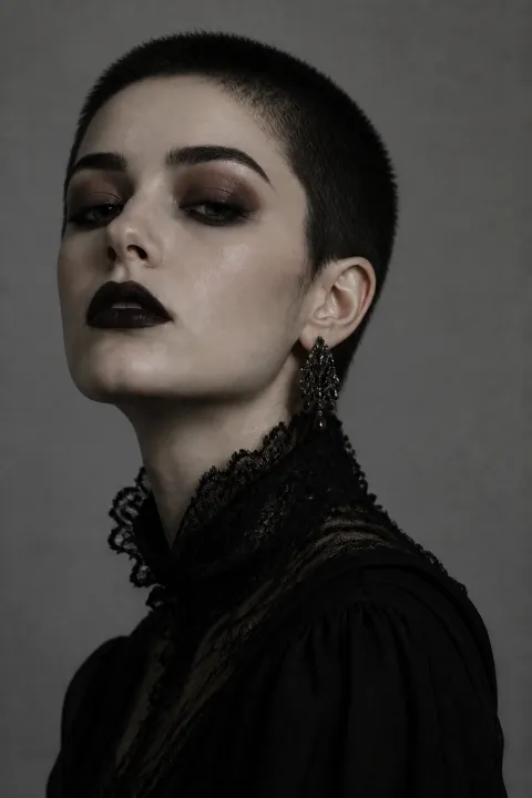 Goth Style Buzz Cut Transformation After