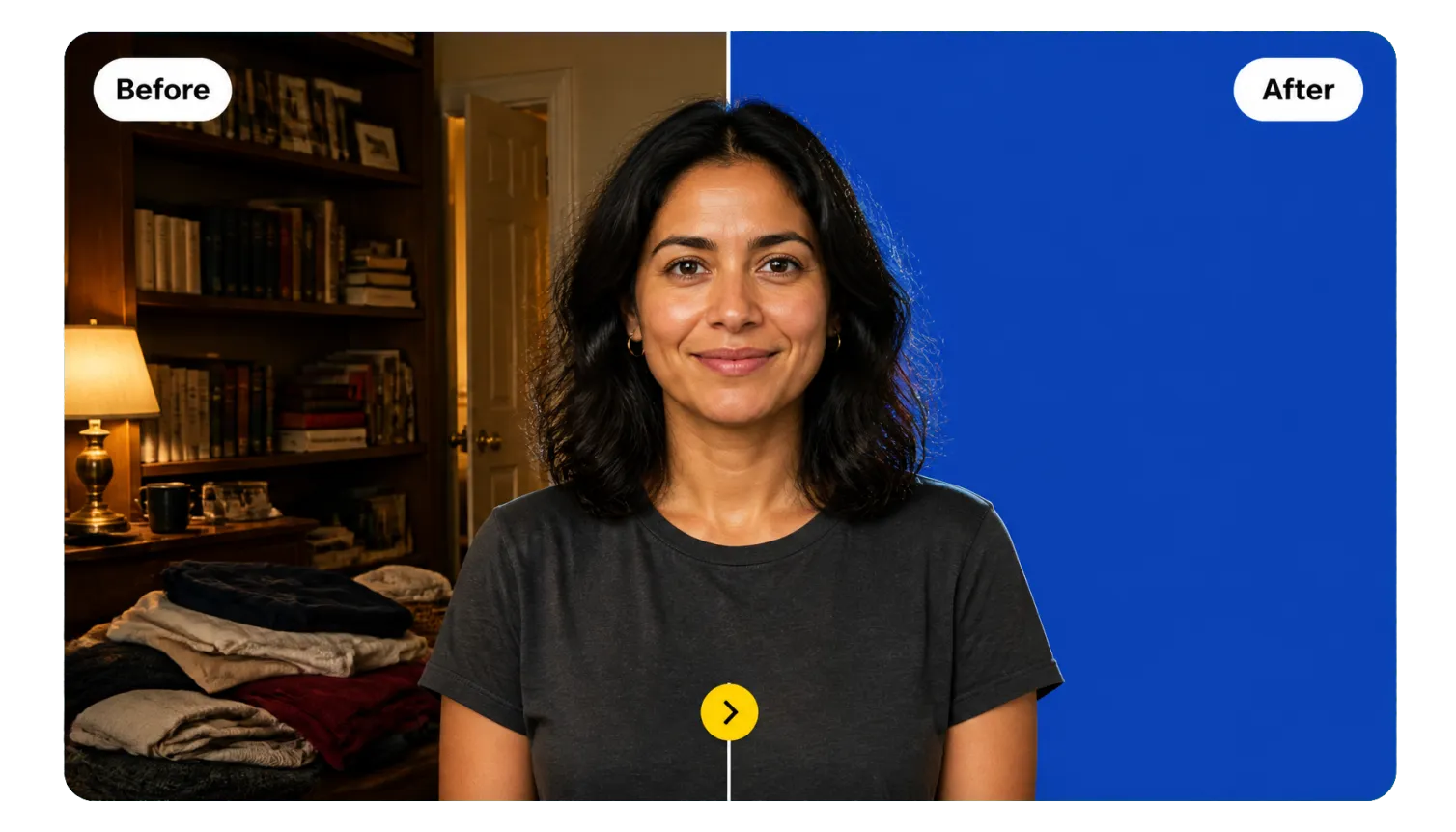 Hero 1 Before After Woman Cluttered Room To Royal Blue Background