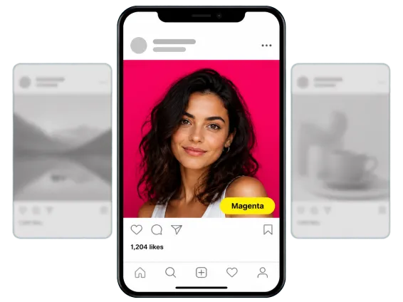 Usecase 4 Magenta Background Portrait Post In Feed