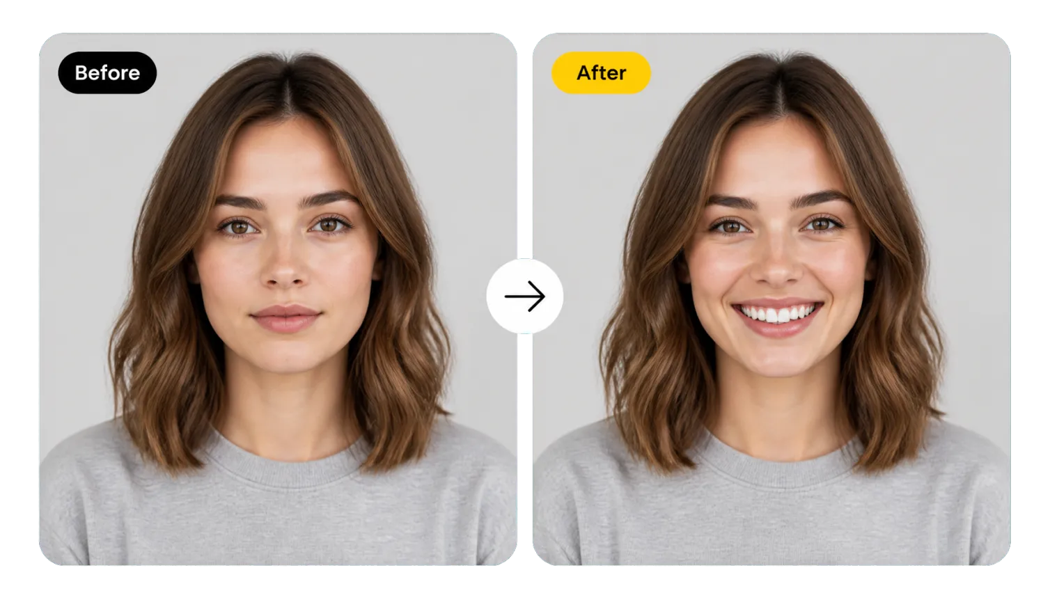 Hero 1 Before After Woman Neutral To Warm Smile