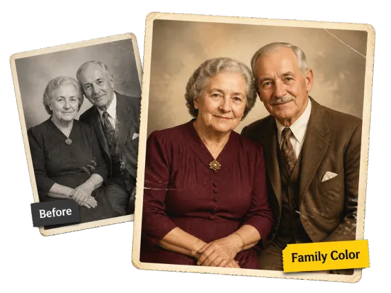 Usecase 1 Old Family Portrait Colorized With Warm Natural Tones