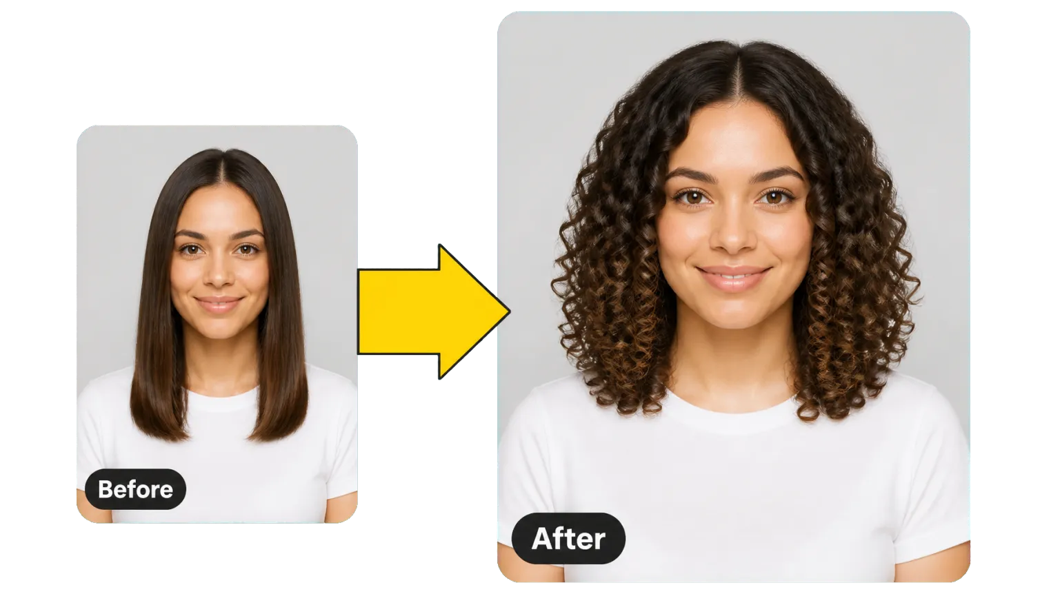 Hero 1 Before After Woman Straight Hair To Spiral Curls