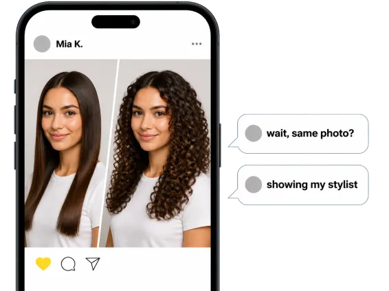 Usecase 3 Social Post Of Straight To Curly Hair Reveal