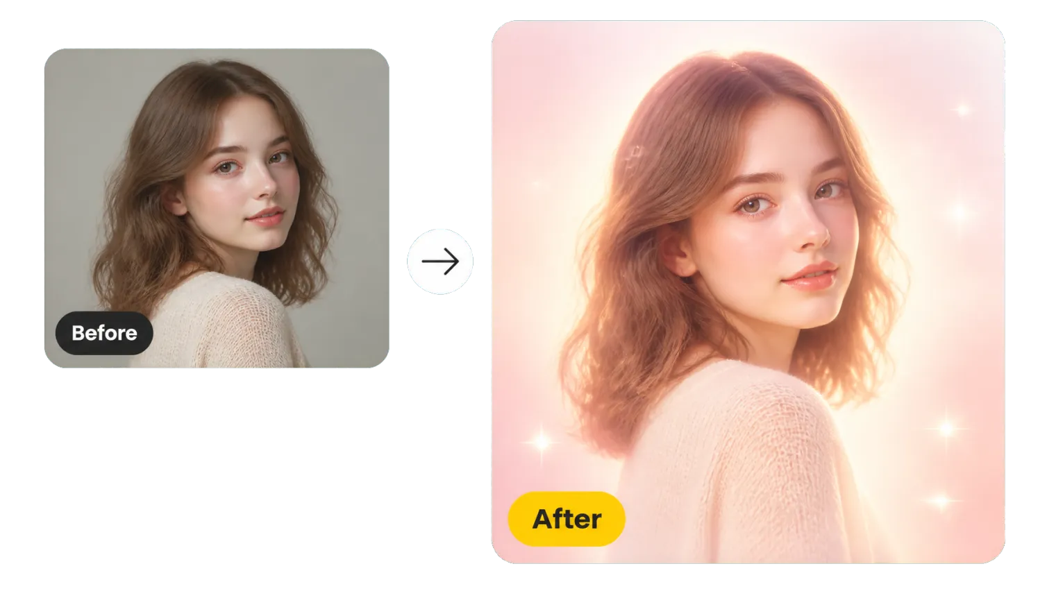 Hero 1 Before After Dreamy Glow Portrait