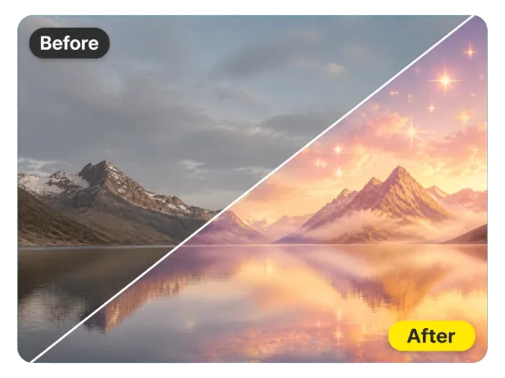 Usecase 3 Before After Dreamy Landscape Misty Starlight