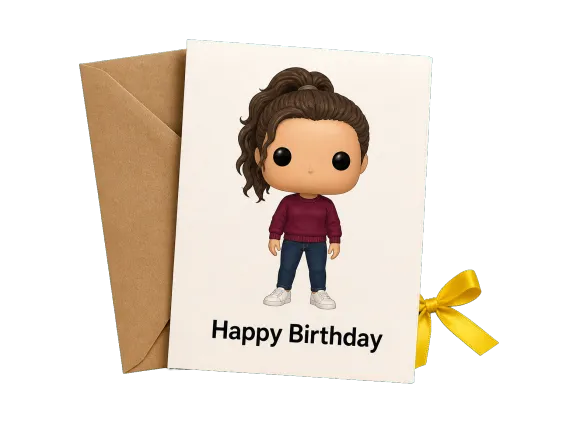 Usecase 1 Custom Funko Pop Figure Printed On Birthday Gift Card