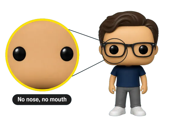 Why Choose 1 Funko Pop Figure Blank Face Black Dot Eyes Loupe