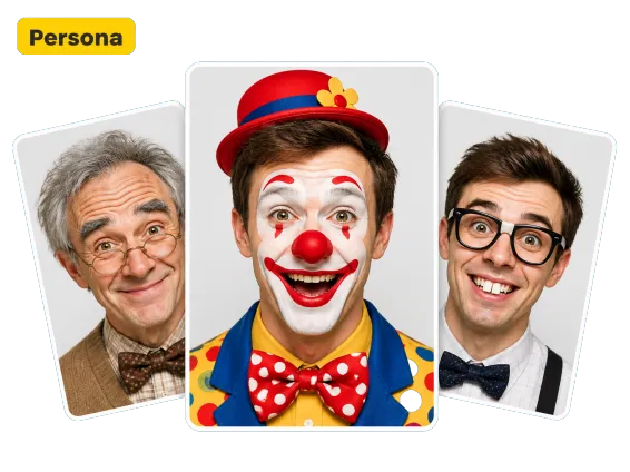 Usecase 3 Persona Clown Old Man Nerd Same Man