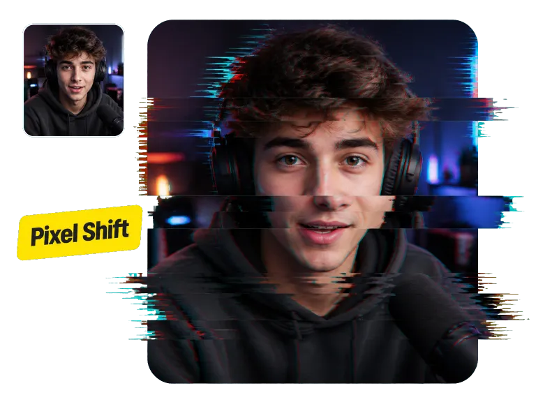 Feature 3 Pixel Displacement Glitch Effect Bands