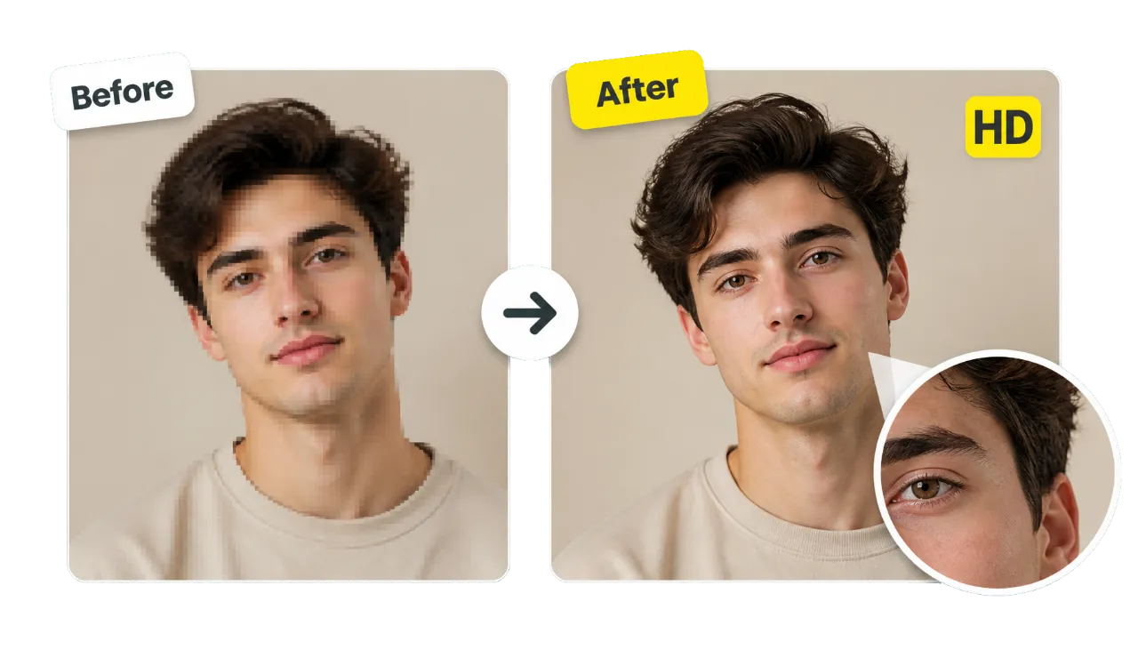 Hero Before After Blurry Portrait Converted To Sharp Hd