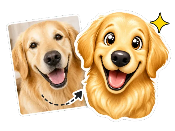 Usecase 2 Golden Retriever Photo Into Cute Pet Emoji